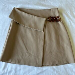Zara Camel Beige Mini Skirt with Side Chain Detail